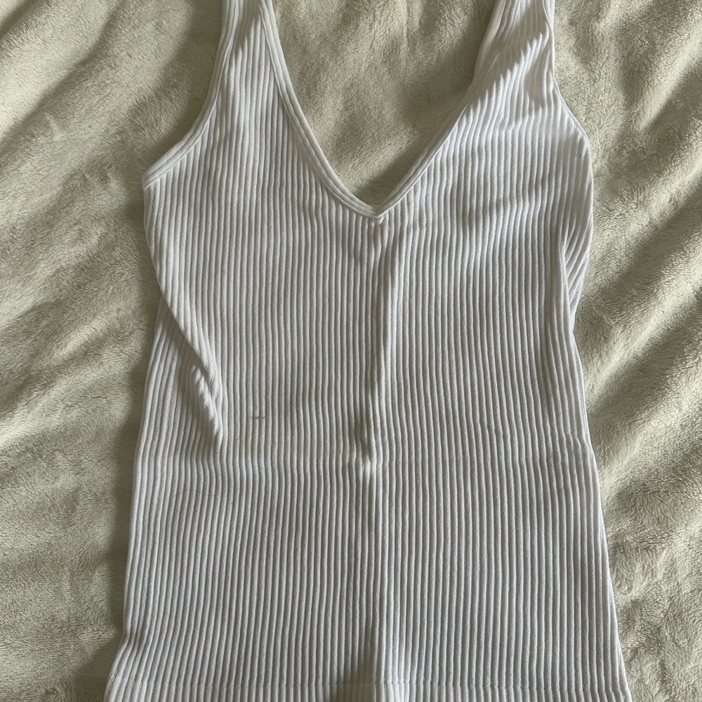 Aura Gray Fitted Ribbed Tank Top